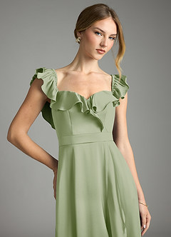 Azazie Lyra Vestidos de damas de honor Vestido de Salvia Polvorienta de Satén Elástico de Corte en A Convertible con Vestidos sin tirantes image2