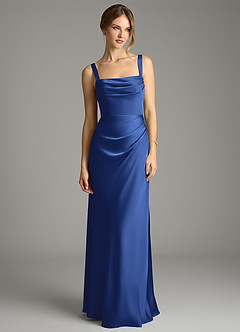 Azazie Alouette Bridesmaid Dresses Royal Blue Mermaid Pleated Stretch Satin Dress image3
