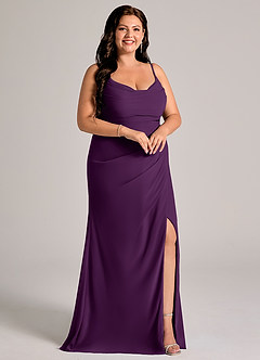 Azazie Deandra Bridesmaid Dresses Grape Mermaid Pleated Chiffon Dress image10