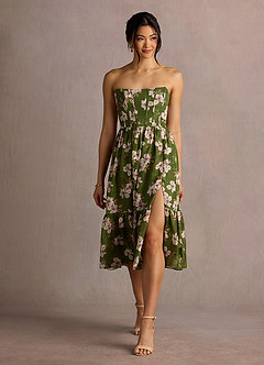 Midi jurk Gigi Groen Bloemen image3