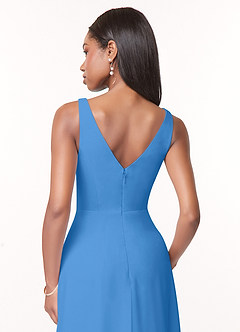 Azazie Nala Bridesmaid Dresses Blue Jay A-Line Pleated Chiffon Dress image5