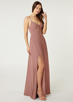 Azazie Minie Bridesmaid Dresses Cedar Rose A-Line Bow Chiffon Dress image4