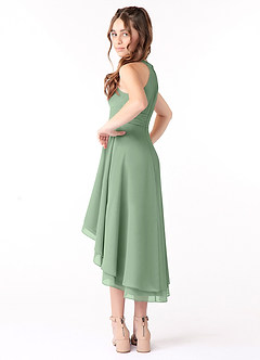 Azazie Linna Junior Matcha A-Line Pleated Chiffon Dress image2