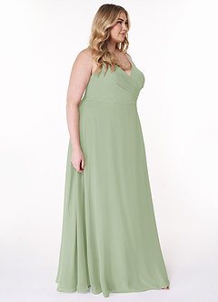 Azazie Davis Bridesmaid Dresses Dusty Sage A-Line V-Neck Chiffon Dress image10