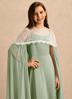 Azazie June Girls Formal Sukienki dla dziewczynek sypiących kwiaty Linia A Koronka Satyna elastyczna Długość podłogi Sukienka image6