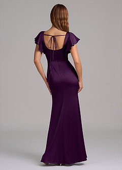 Azazie Elkie Bridesmaid Dresses Grape Mermaid Square Neckline Stretch Satin Dress image2