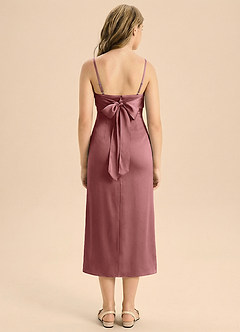 Azazie Mai Junior Vestido de Amatista de Satén Elástico de Corte Recto con Plisado image2