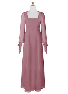 Azazie Leonia Junior Vintage Mauve A-Line with Pockets Chiffon Dress image7