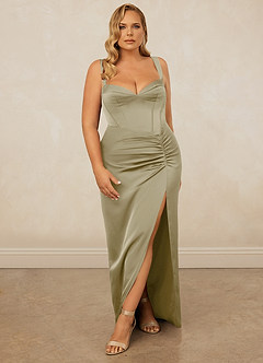 Christian Siriano Bridal for Azazie 1017 Brautjungfernkleider Etui Herzausschnitt Stretch-Satin Kleid Moosgrün image9