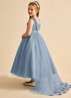 Azazie Lorita Flower Girl Dresses Dusty Blue A-Line Beaded Tulle Dress image3