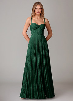 Azazie Akiko Bridesmaid Dresses Dark Green A-Line Sweetheart Neckline Floral Burnout Dress image5