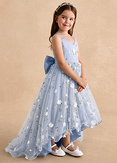 Azazie Celia Flower Girl Dresses Ice A-Line Spaghetti Strap Tulle Dress image3