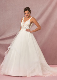 Azazie Toni Wedding Dresses Diamond White Champagne Ball-Gown Sequins Tulle Dress image6
