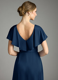 Azazie Lainey Vestidos de damas de honor Vestido de Azul Marino Oscuro de Satén Elástico de Corte en A con Con bolsillos image2