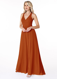 Azazie Mimi Bridesmaid Dresses A-Line V-Neck Chiffon Floor-Length Dress image3