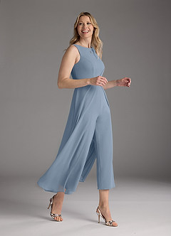 Azazie Anitta Mother of the Bride Dresses Dusty Blue Jumpsuit/Pantsuit Pleated Stretch Crepe Dress image4