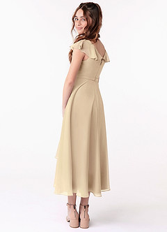 Azazie Posie Junior A-Linie Gestreift Chiffon Kleid Champagner image2