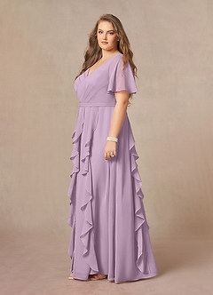 Azazie Watson Final Sale Wisteria A-Line V-Neck Chiffon Dress image8