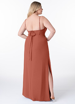 Azazie Mai Bridesmaid Dresses Clay Sheath Pleated Chiffon Dress image9