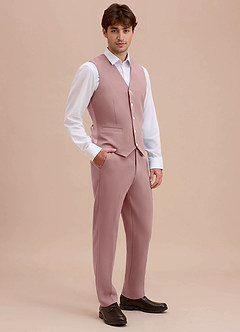 front Ethan Dusty Rose Refined Weave Suit Vest