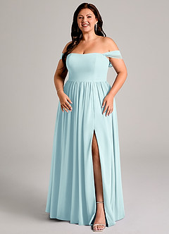 Azazie Calianna Bridesmaid Dresses Sea Glass A-Line Off the Shoulder Chiffon Convertible Dress image14