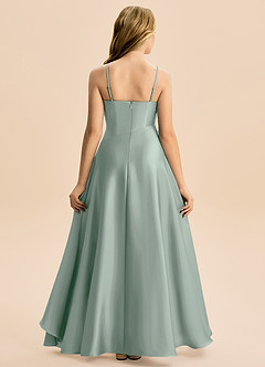 Azazie Eirlys Junior Agave A-Line Pleated Stretch Satin Dress image2
