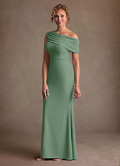 Azazie Bassi Mother of the Bride Dresses Matcha Mermaid Off the Shoulder Mesh Dress image5