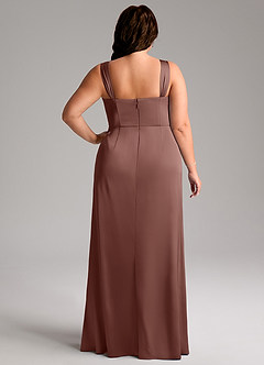 Azazie Denice Robes de demoiselle d'honneur Robe Fourreau en Satin extensible Plissée Expresso image11