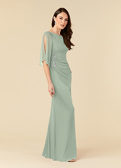 Azazie Magdalene Mother of the Bride Dresses Dusty Sage Sheath Sequins Mesh Dress image2
