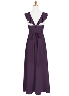 Azazie Emily Junior Plum A-Line Ruched Chiffon Dress image6