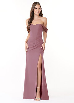 Azazie Lynnie Final Sale Vintage Mauve Mermaid Off the Shoulder Chiffon Convertible Dress image1