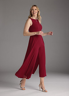 Azazie Anitta Kleider für die Brautmutter Overall/Jumpsuit Plissee Stretch-Krepp Kleid Burgunderrot image4