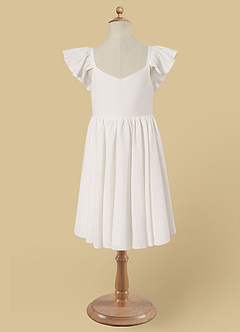Azazie Roza vestidos de niña de las flores Vestido de Diamante Blanco de Satén Elástico de Corte En A image6