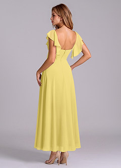 Azazie Leilani Brautjungfernkleider A-Linie Gestreift Chiffon Kleid Kanarienvogel image5