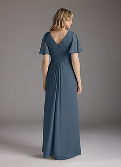 Azazie Morning Glory Mother of the Bride Dresses Neptune A-Line V-Neck Ruched Chiffon Dress image2