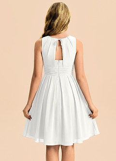 Azazie Bibiane Junior White A-Line Pleated Chiffon Dress image2