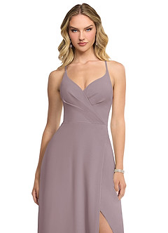 Azazie Davis Bridesmaid Dresses Dusk A-Line V-Neck Chiffon Dress image4