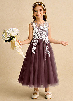 Azazie Sundae Flower Girl Dresses Sangria Ball-Gown Lace Dress image1