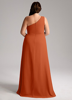 Azazie Brooke Brautjungfernkleider A-Linie One-Shoulder Chiffon Kleid Gebranntes Orange image9
