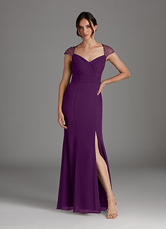 Azazie Blanchett Mother of the Bride Dresses Grape Mermaid Sequins Chiffon Dress image2