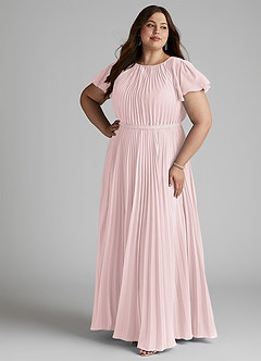 Azazie Kara Modest Bridesmaid Dresses A-Line Pleated Chiffon Floor-Length Dress image13