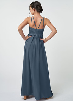 Azazie Leighton Junior Neptune A-Line Pleated Chiffon Dress image3