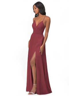 Azazie Everleigh Bridesmaid Dresses Merlot A-Line Sweetheart Pleated Chiffon Dress image5