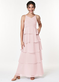 Azazie Daniela A-Line Ruched Chiffon Floor-Length Junior Bridesmaid Dress image1