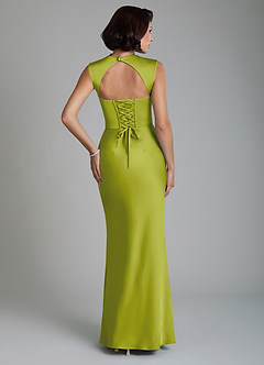 Azazie Lumia Bridesmaid Dresses Lemongrass Sheath Corset Stretch Satin Dress image2