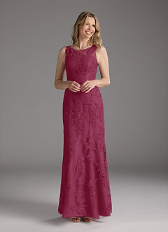 Azazie Whilhelmina Mother of the Bride Dresses Mulberry Mermaid Lace Chiffon Dress image3