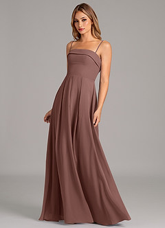 Azazie Lucienne Bridesmaid Dresses Espresso A-Line Strapless Chiffon Convertible Dress image6