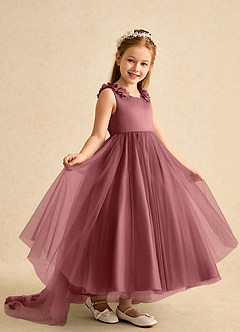 Azazie Lorita Robe Demoiselle D'honneur Fillette Robe Trapèze en Tulle Perlé Améthyste image7