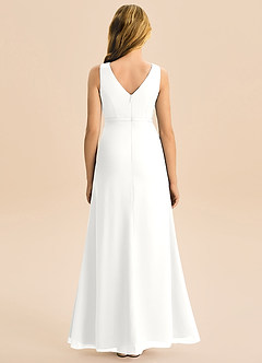 Azazie Floris Junior A라인 주름진 쉬폰 플로어 길이 주니어 신부 들러리 드레스 image3