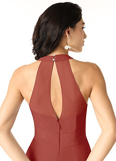 Azazie Danica Bridesmaid Dresses Terracotta A-Line Pleated Chiffon Dress image5
